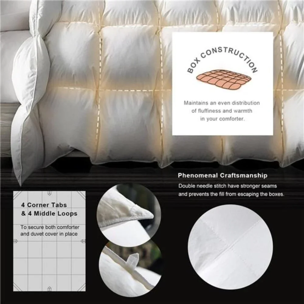 Premium Feathers Down Duvet Insert Comforter King Size All Season Warmth White